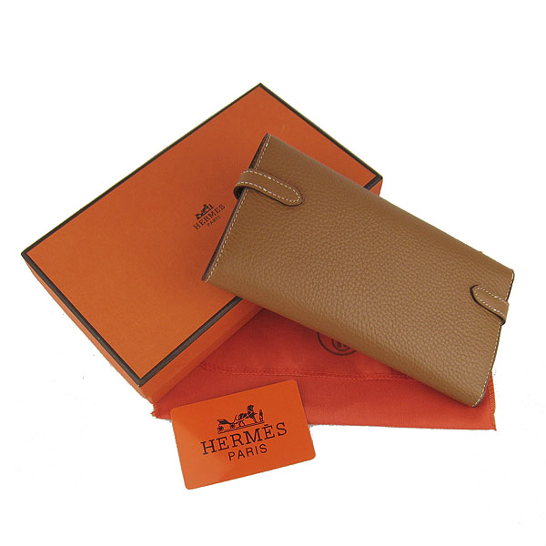 High Quality Hermes Kelly Long Clutch Bag Light Coffee H009 Replica